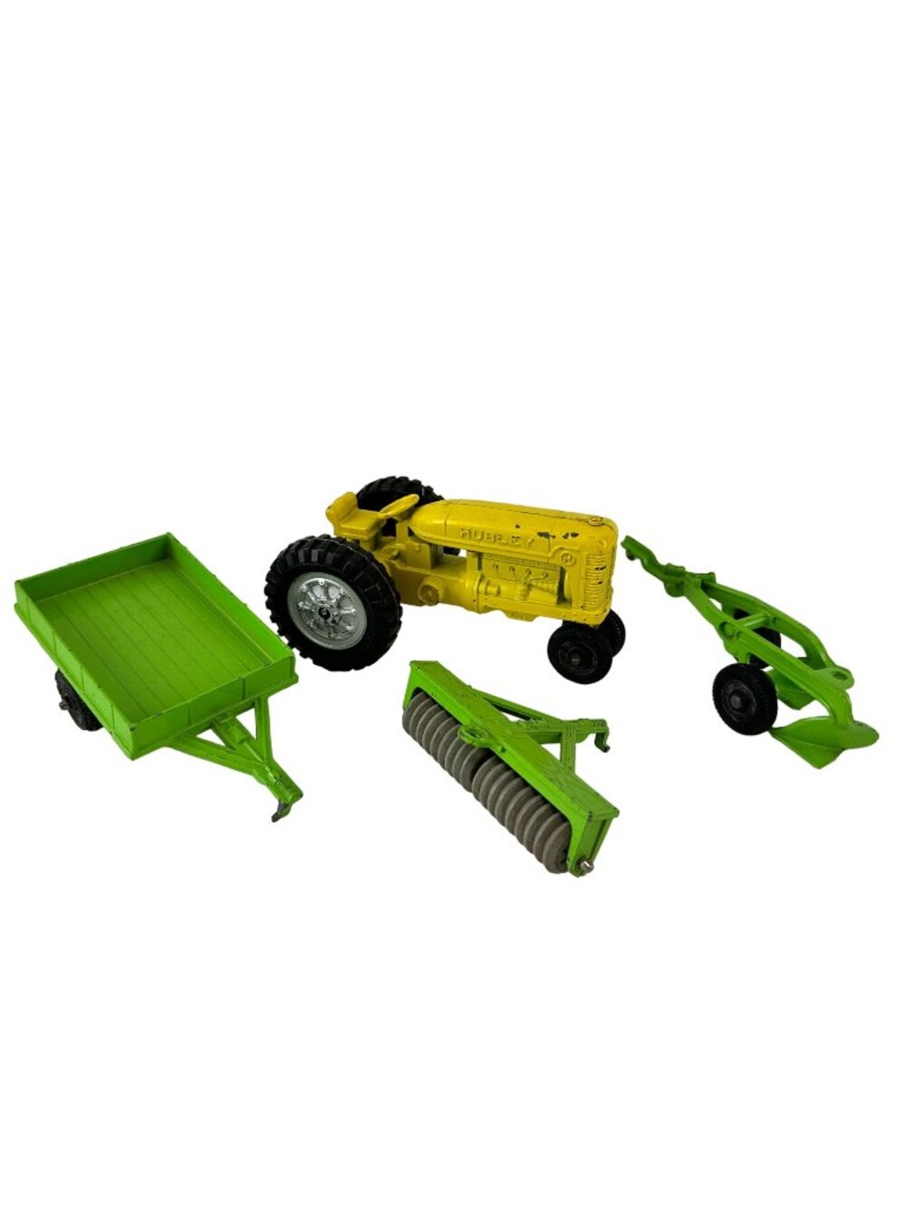 Hubley Kiddie Toy Metal Tractor with Accessories